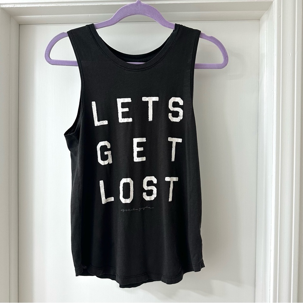Spiritual Gangster Black “Let’s Get Lost” Muscle Tee, Size XS